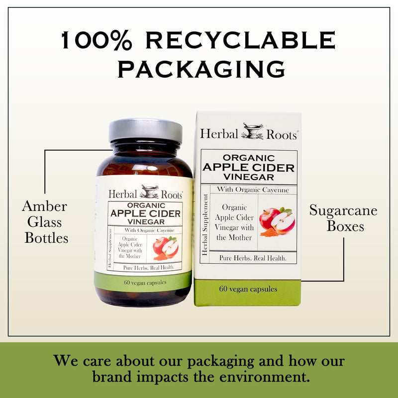 [Australia] - Herbal Roots Organic Apple Cider Vinegar Capsules with Mother and Organic Cayenne | 650 mg | 60 Vegan Capsules 