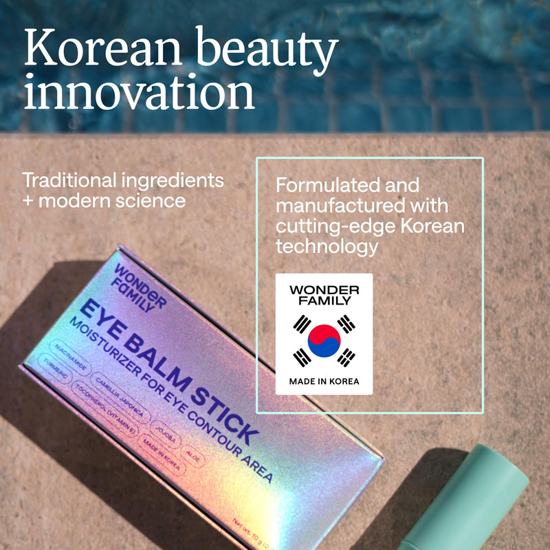 WONDER FAMILY Under Eye Balm Stick - Hydrating Eye Cream for Dark Circles and Puffiness, Wrinkles and Fine Lines - Moisturizing Korean Skin Care with Niacinamide, Vitamin E