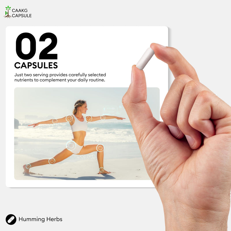 Humming Herbs Calcium Alpha-Ketoglutarate Supplement (CaAKG) 1000mg | 200mg Elemental Calcium (25% NRV) | 120 VeganCapsules | 60 Day Supply | Energy Metabolism Support