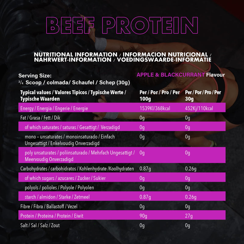 NXT Beef Protein Isolate 540g - High Protein Powder in Natural Amino Acids - Paleo, Keto Friendly - Dairy and Gluten Free | 540g | Apple & Blackcurrant