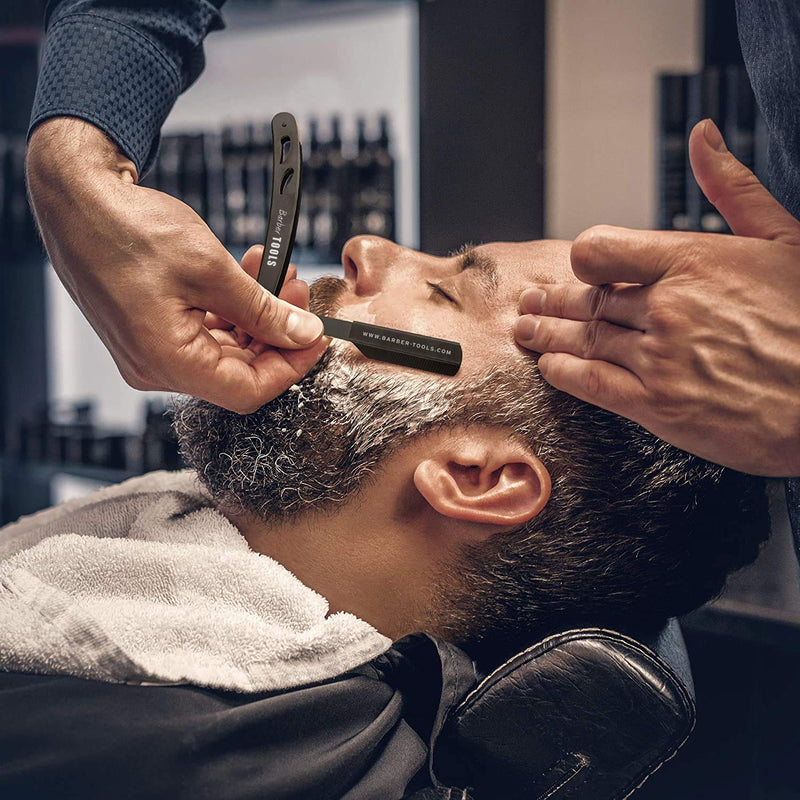[Australia] - BARBER TOOLS ✮ Razor with box and 5 razor blades + polishing cloth + black case 