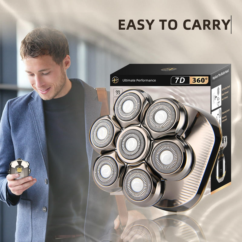 [Australia] - Electric Head Shavers for Bald Men, Upgraded 7D Electric Razor for Men - IPX 6 Wet Dry Head Shaver with Nose & Ear Trimmer, LED Display, Anti-Pinch Technology 