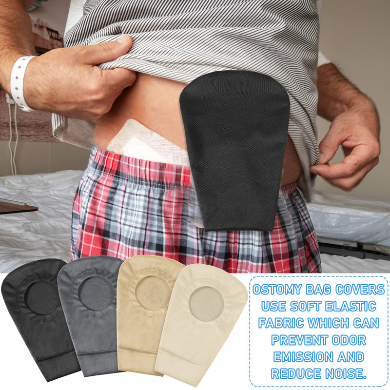 [Australia] - Sherr Ostomy Bag Cover Colostomy Bag Covers Odor Control Stretchy Bag Cover Washable Pouch Liner for Women Men Lightweight Care Protector Supplies, 4 Colors (4 Pieces) 