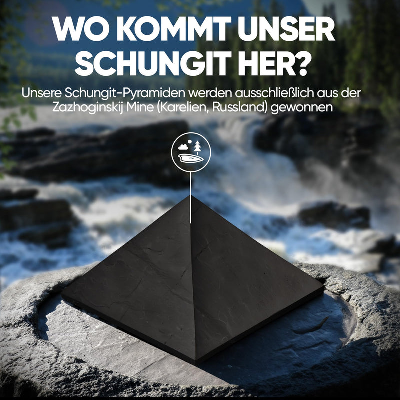 [Australia] - PURAJA Shungite Pyramid | Original from Karelia | Polished | Contains fullerenes | With certificate from the Zazhoginskij mine 5cm 