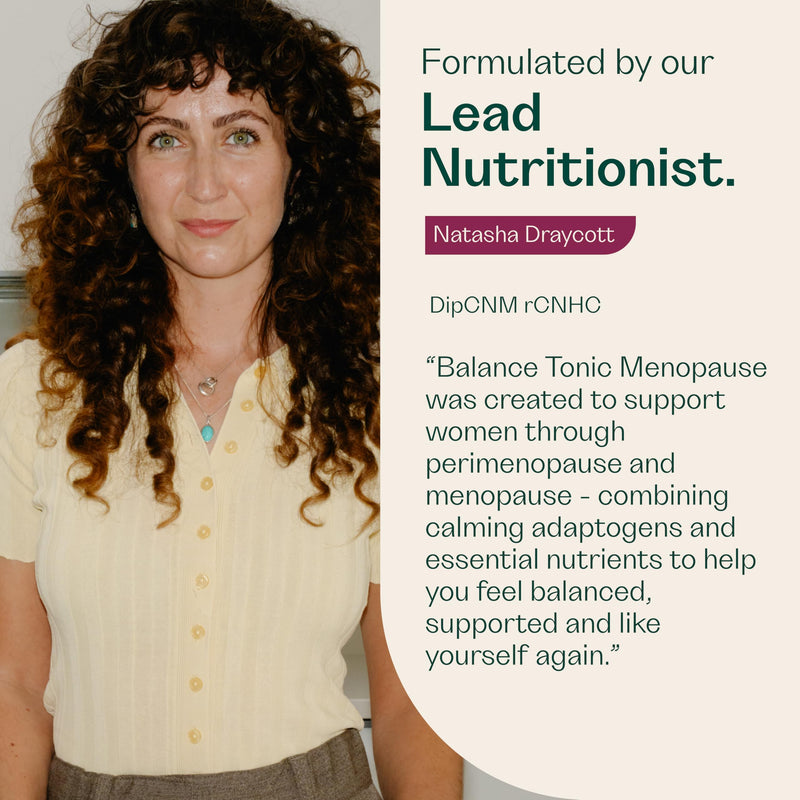 Rheal Balance Tonic – Menopause 150g – Organic Female Health Blend with Ashwagandha, Maca & Vitamins B6, B12, K2, D – Supports Mood, Stress & Hormonal Balance – Gluten-Free, Vegan. 30 Servings