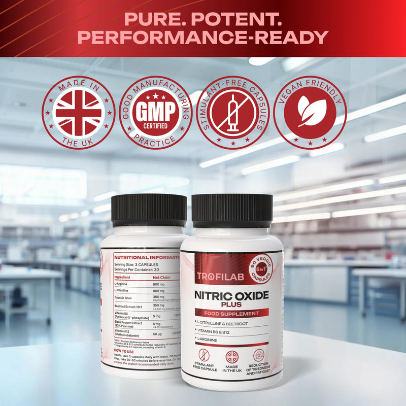 5,900mg Nitric Oxide Plus – Energy, Pump & Endurance - Performance Formula with L-Arginine, L-Citrulline & Beetroot Extract – 90 Capsules - UK Brand