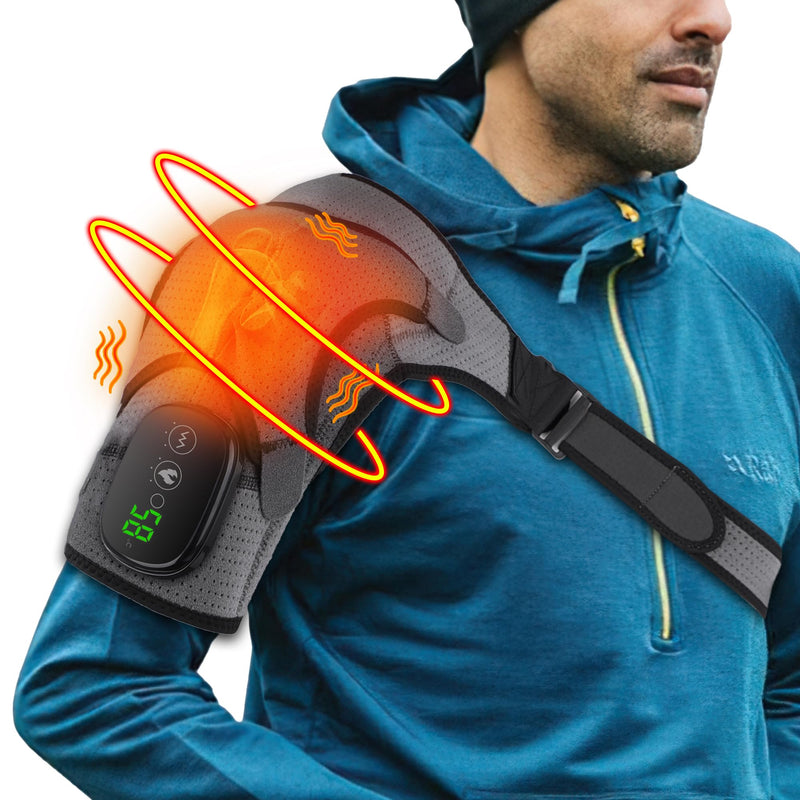[Australia] - Heated Shoulder Brace for Men Women, USB Rechargeable Shoulder Heating Pads, Shoulder Massager for Pain Relief, Cordless Heated Shoulder Wraps for Left Right Rotator Cuff Support, 5000mAh 
