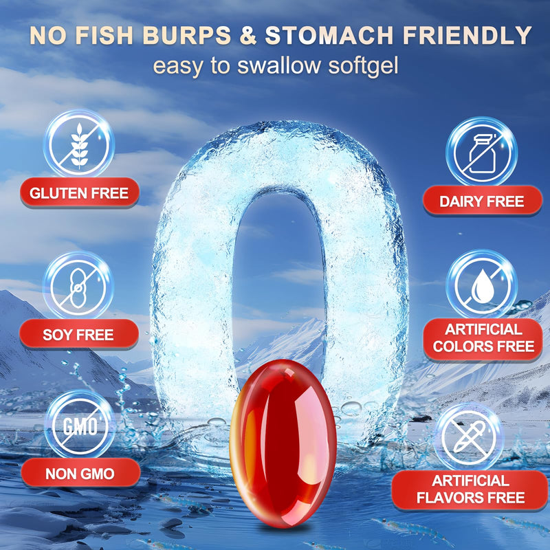 [Australia] - Krill Oil 1200 mg Omega 3 Supplement, Krill Oil Omega 3 with High Absorption EPA, DHA, Astaxanthin & Phospholipids, Supports Heart & Joint Health, No Fishy Aftertaste - 120 Softgels (60 Servings) 120 Count (Pack of 1) 