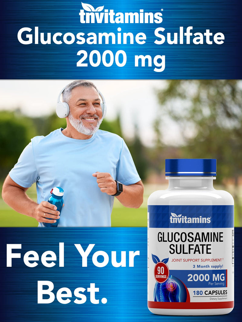 [Australia] - Glucosamine Sulfate Capsules 2000 MG (180 Count) | Joint Support* Supplement for Women & Men | Produced in The USA | Promotes Flexibility & Mobility 