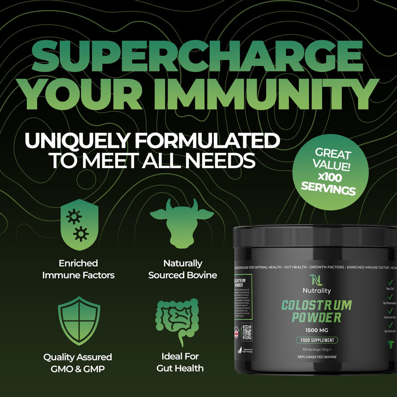 100% Bovine Colostrum Powder 1500mg | Gut Health | 100 Servings | Gut Health & Immune Support | Colostrum Supplement Men & Women | Gut Health Energy, Gut Repair & Human Parasite Detox