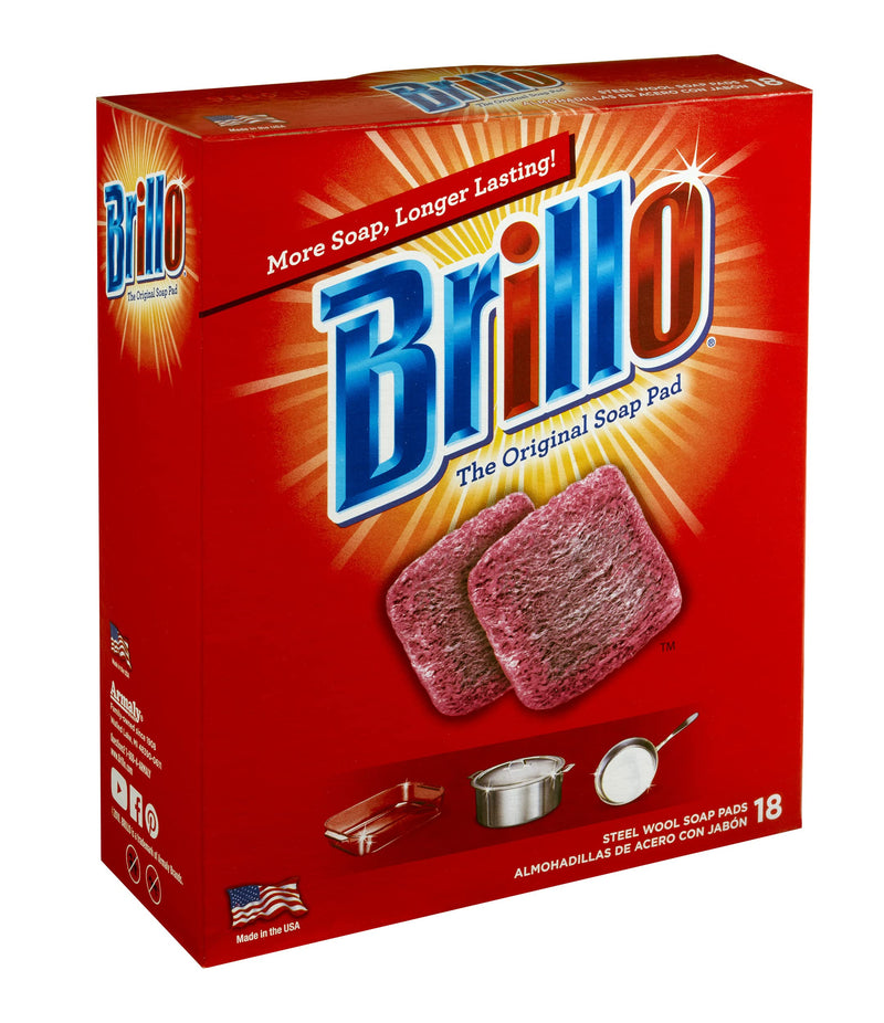 [Australia] - Brillo Steel Wool Soap Pads, Long Lasting, Original Scent Cleaning, 18 Count (Original, 18 Count (Pack of 2)) 18 Count (Pack of 2) 