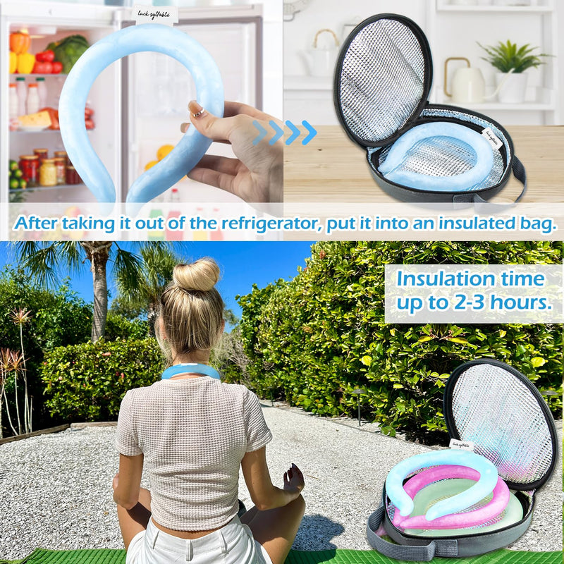 [Australia] - Neck Cooling Tube with Cold Insulated Bag, Reusable Wearable Neck Cooler Ring, Cooling Neck Wraps for Summer Heat Outdoor Indoor (Blue) Blue 