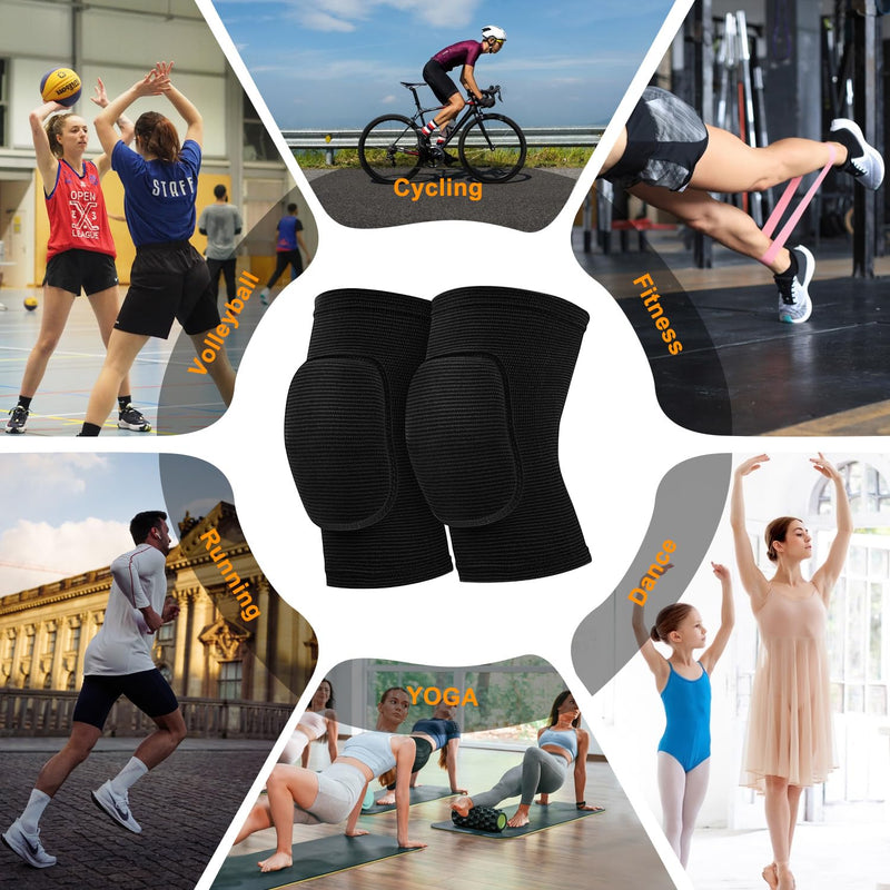 [Australia] - Volleyball Knee Pads for Dancers, Soft Breathable Knee Pads for Men Women Kids Knees Protective, Knee Brace for Volleyball Football Dance Yoga Tennis Running Cycling Workout Climbing Black Medium 