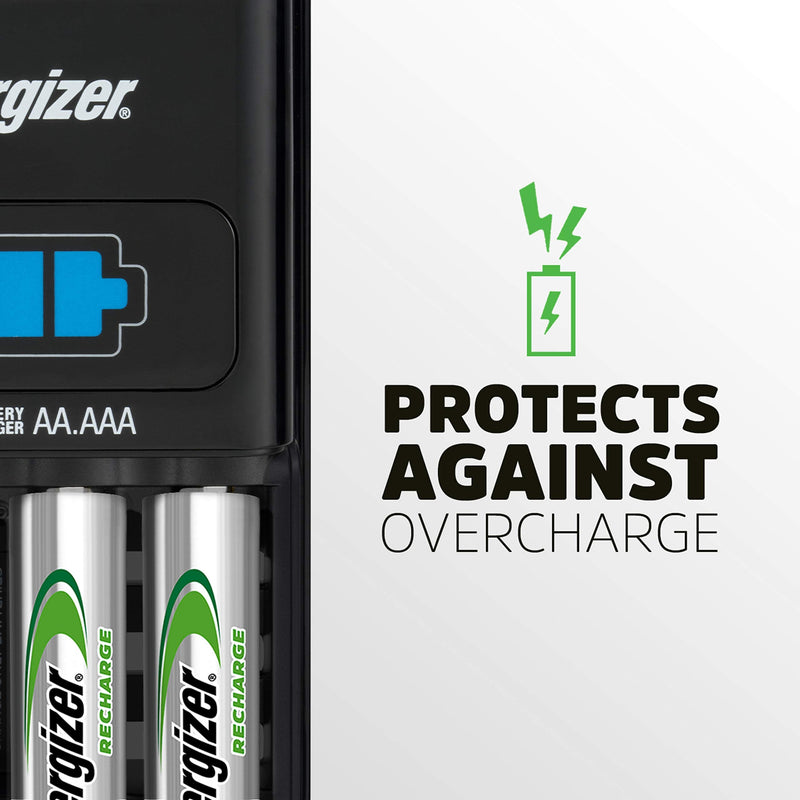 Energizer AA/AAA 1 Hour Charger with 4 AA NiMH Rechargeable Batteries (Charges AA or AAA batteries in 1 hour or less) - Packaging May Vary Battery Charger 1 COUNT