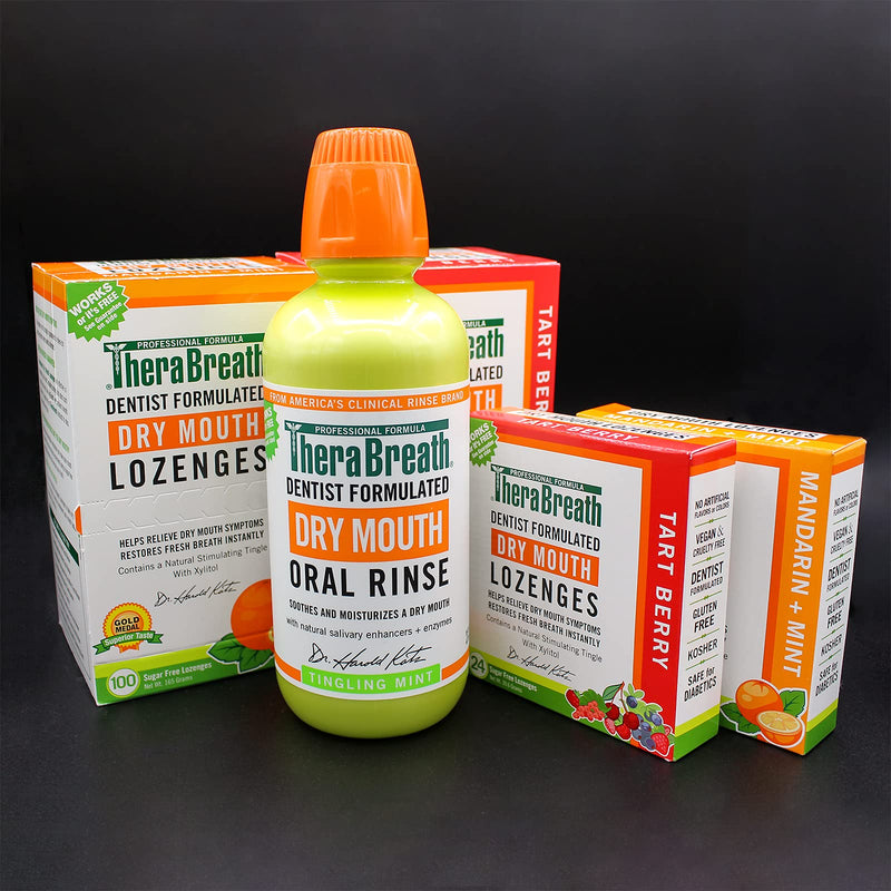 [Australia] - TheraBreath Dry Mouth Dentist Formulated Sugar-Free Lozenges, Mandarin Mint, 24 Count 