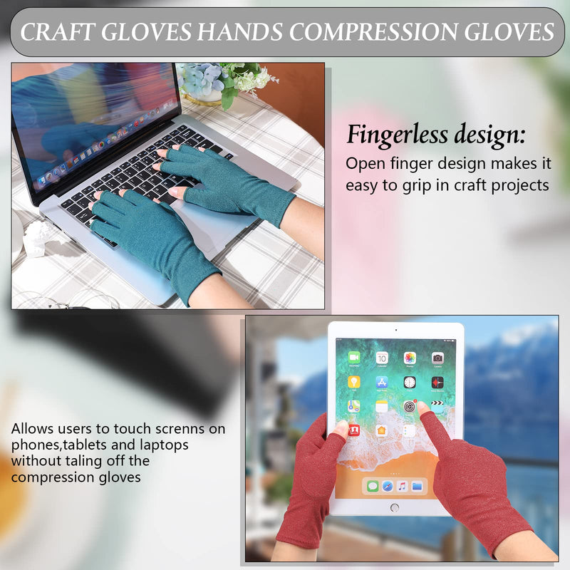 [Australia] - 8 Pairs Arthritis Compression Gloves Relieve Muscle Pain Fingerless Gloves Bulk Typing Gloves for Women Men Colorful Medium 