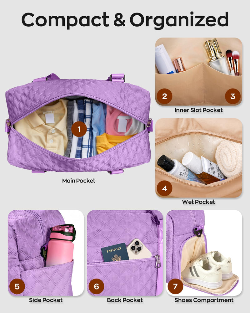 Initial Gifts for 8 9 10 11 12 Year Old Girl, Duffle Travel Bag Kids Teens | Travel Duffel Bags for Girls Teen Women, Carry on Bag with Makeup bag, Water Repellent, Holiday Presents, Baby Pink K