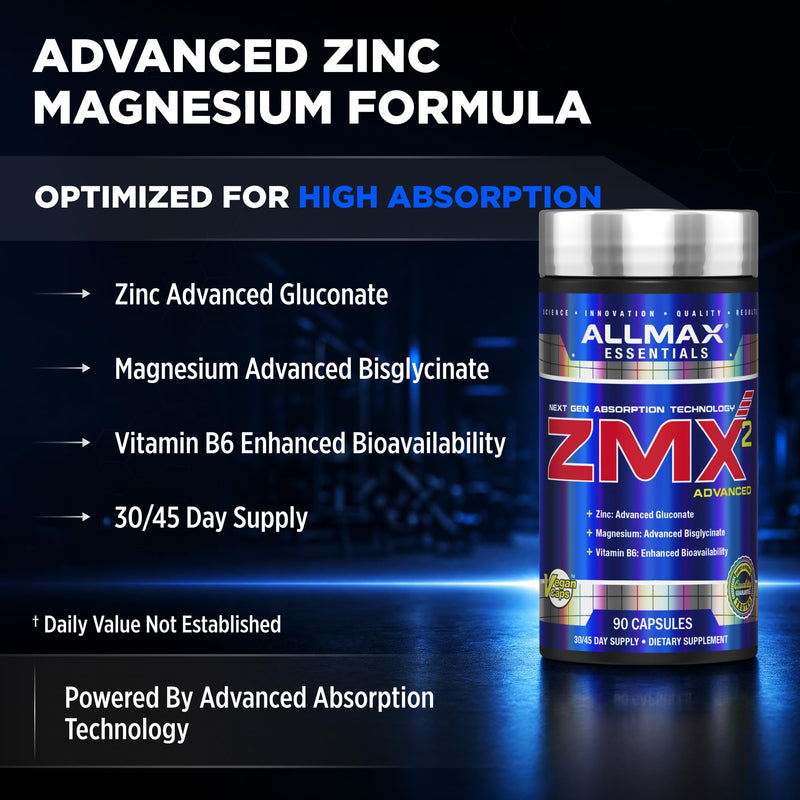 ALLMAX ZMX2 Zinc Magnesium Vitamin B6 Capsules, 90 Count
