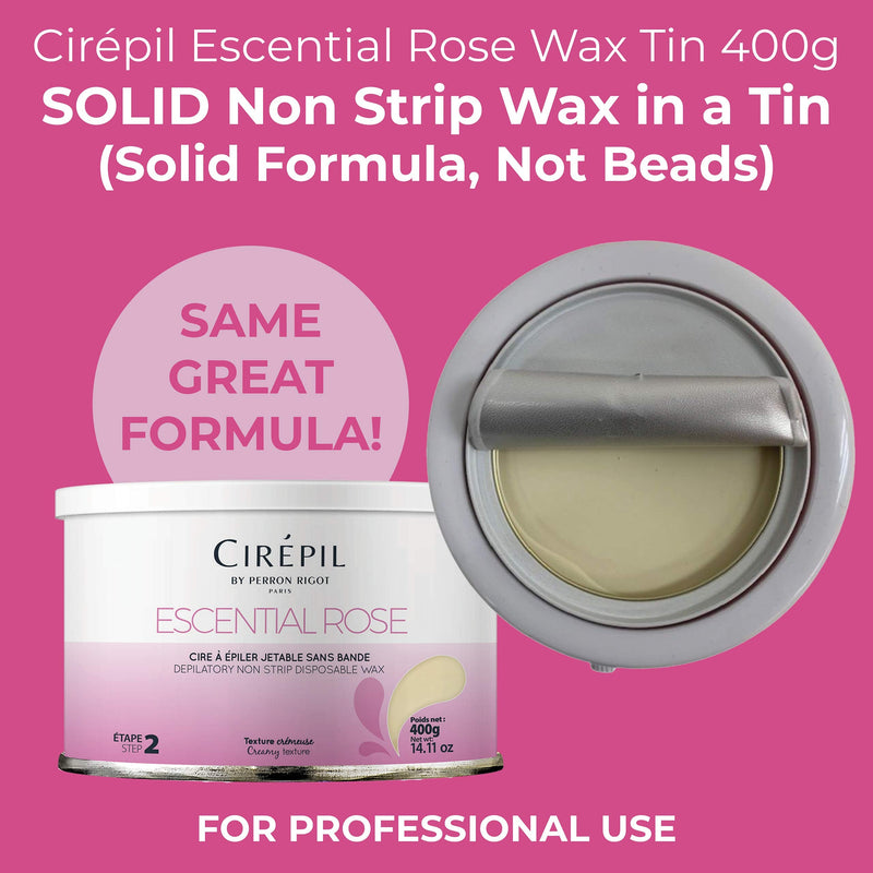 [Australia] - Cirepil - Escential Rose - 400g / 14.11 oz Wax Tin - Light Rose Scent - Creamy Texture - All-Purpose, Excellent for Short, Coarse or Shaved Hair - Easy Removal, No Strips Needed 14.11 Ounce (Pack of 1) 