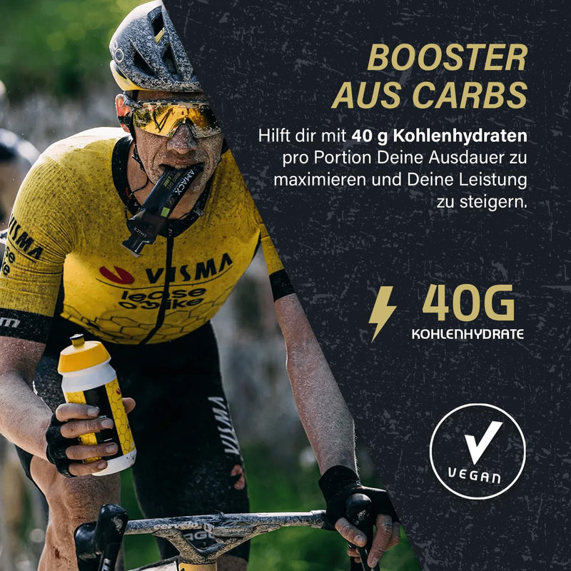 AMACX Turbo Energy Gel for Endurance Athletes with Caffeine, 12 x 60 ml, 200 mg Sodium, 40 g Carbs, Quick-Absorbing Sports Gels (Cassis Caffeine) Cassis Caffeine