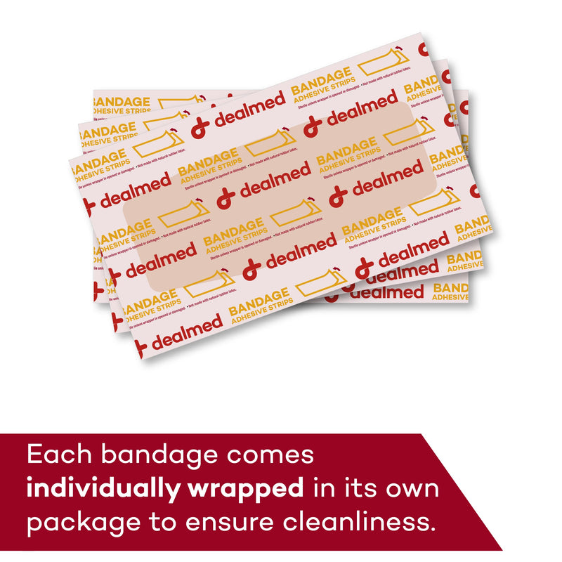 [Australia] - Dealmed Fabric Flexible Adhesive Bandages with Non-Stick Pad, Latex Free, Wound Care for First Aid Kit, 2" x 4" (Box of 100) 2" x 4" 100 Count 