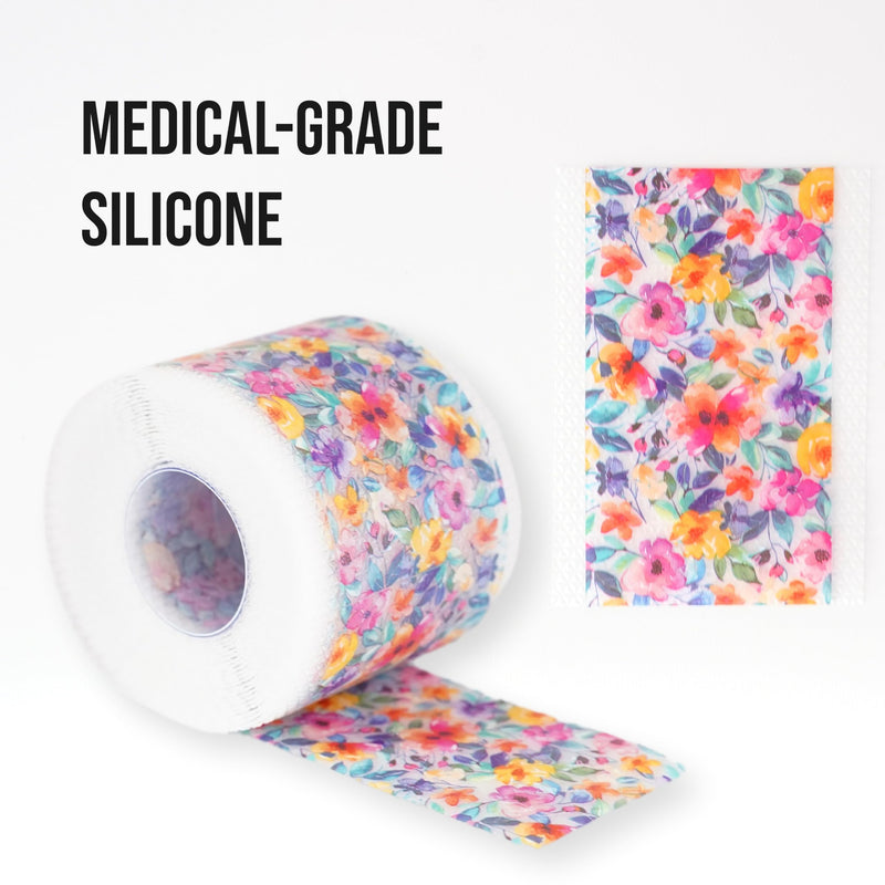 [Australia] - Quitch Silicone Scar Sheets for Surgical Scars, Silicone Scar Tape, C Section Recovery Must Haves, Tummy Tuck Recovery Must Haves, Postpartum Essentials Scar Treatment (Floral) 4x150cm Floral 