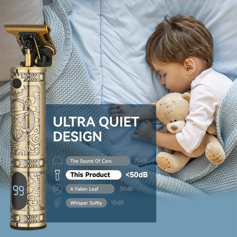 Hair Clippers for Men Professional Hair Trimmer Barbers Beard Trimmer Shaver Razor Hair Grooming Cutting Kit at Home T Blade Liner Trimmer Cordless Rechargeable Zero Gapped Edgers Gifts for Men Pattern 1