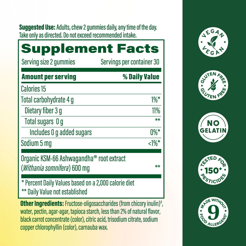 MegaFood Zero Sugar Ashwagandha Gummies, KSM 66, Mixed Berry, 60 Gummies | With Clinically Studied Ashwagandha KSM 66, Cortisol Reducer, Sleep & Stress Support, No Gelatin, Non-GMO, Vegan, 30 Servings