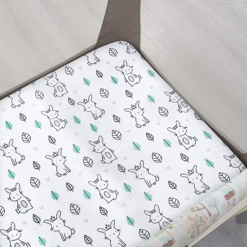 [Australia] - Pack and Play Sheets, 2 Pack Mini Crib Sheets, Stretchy Playard Fitted Sheet, Compatible with Graco Pack n Play, Soft and Breathable Material, Stars & Bunny Stars&bunny playard sheet 