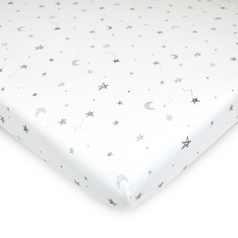 [Australia] - American Baby Company 3 Pack Fitted Mini Crib Sheet 24" x 38", Soft Breathable Neutral 100% Cotton Jersey Portable Sheet, Gray Star/Zigzag, for Boys and Girls, Fits Most Pack N Play Mattresses Grey Star/Zigzag 