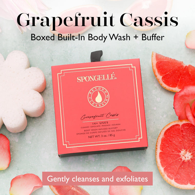 [Australia] - Spongelle Grapefruit Cassis Pedi Buffer, Body Scrubber and Refill Hand & Body Wash Bundle 