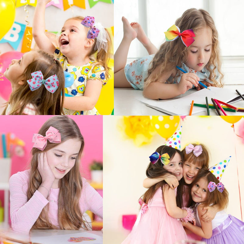[Australia] - 14Pcs Hair Bows Alligator Clips for Girls,5 Inch Grosgrain Ribbon Hair Bows,Colorful Bow Hair Clip for Little Girls Toddler Princess Cowgirl Barbie Party 14 piece hair bows 