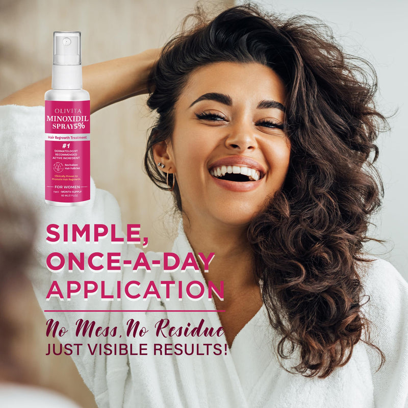 5% Minoxidil Spray for Women Hair Growth: Extra Strength Hair Regrowth Treatment – Revitalize Hair Follicles & Regrow Thicker, Fuller Hair – Hair Loss Solution - 2 Packs 2 Fl Oz (Pack of 2)