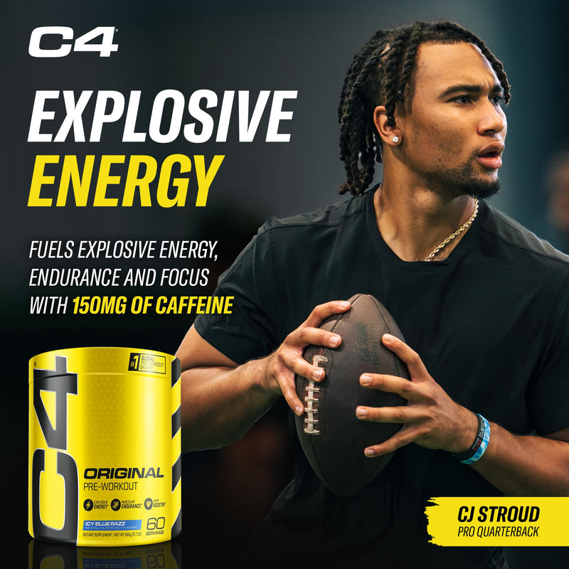 C4 Original Pre Workout Powder with 150mg Caffeine, 60 Servings Blue Raspberry 12.7 Ounce (Pack of 1)