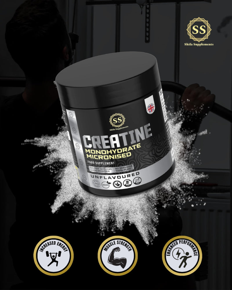 Creatine Monohydrate Powder Halal 400g (5g x 80 Servings) – Ideal for Muscle Growth & Recovery | 100% Pure Micronised Creatine Powder | Unflavoured | No Additives | Vegan