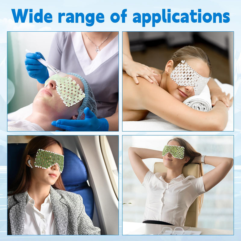 [Australia] - Coume 4 Pcs Jade Eye Mask Reusable Sage Green Facial Cooling Mask for Hot and Cold Anti-Aging Therapy to Reduce Wrinkles Puffiness Migraines Crystal Relief Sleeping Mask for Women Spa Treatment Gift 