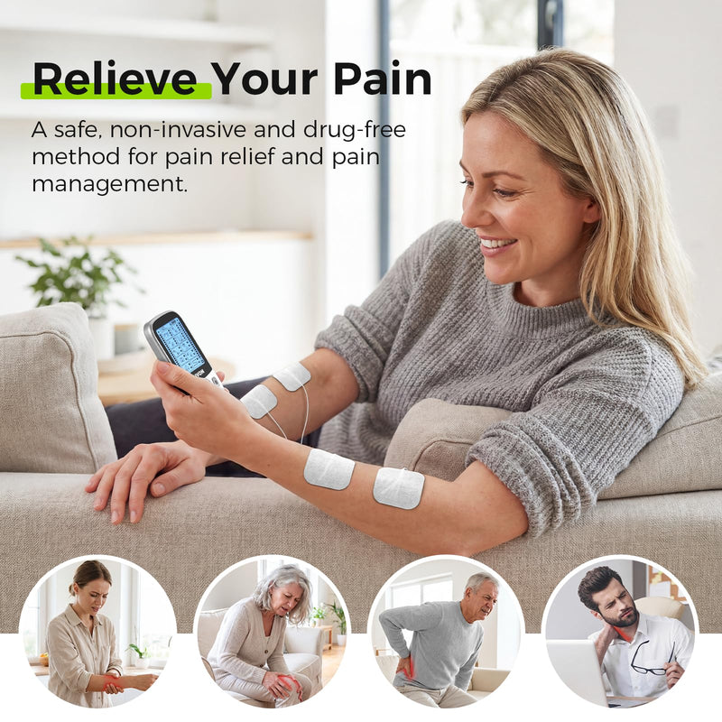 AUVON 24 Modes Dual Channel TENS Unit Muscle Stimulator for Pain Relief | TENS Machine with 40 Intensities for Drug-Free Gradual Neck, Back, Sciatica Relief, Electronic Pulse Massager, 12 TENS Pads