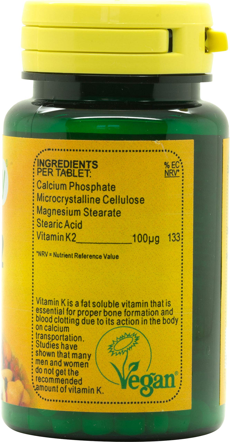 Vitamin K2 (MK-7) 100µg : Bone & Circulation Health Supplement : 60 Tablets, in a Planet-Friendly 99% Recycled Pot