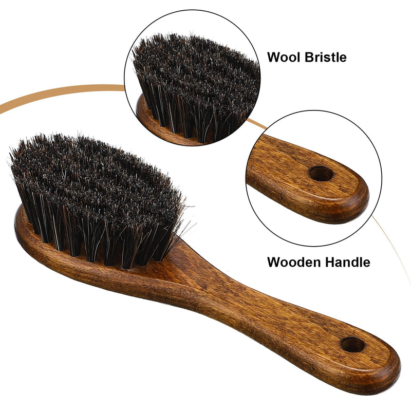 Patelai 4 Pieces Barber Fade Brush Set with Natural Fiber Wooden Handle Beard Styling Brush, Neck Duster, and Cleaning for Men's Grooming (Brown) brown