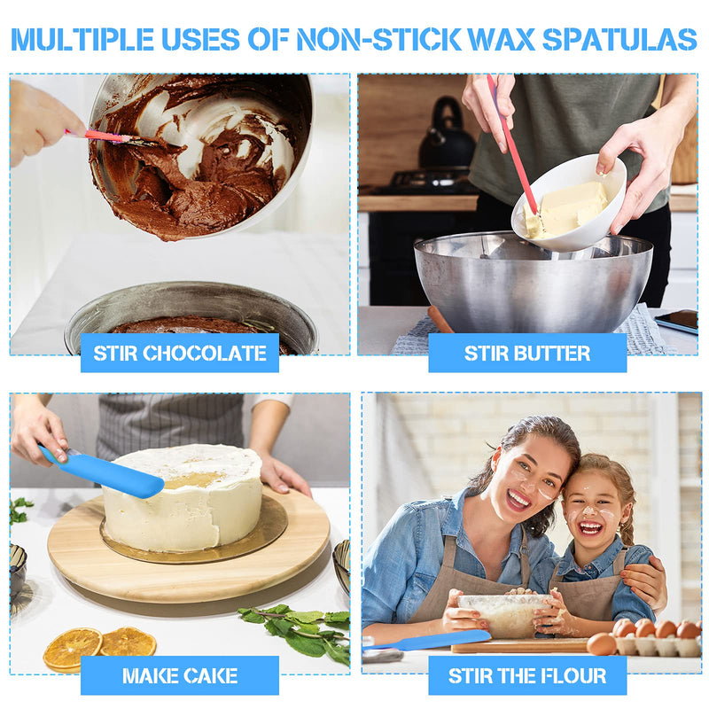 Patelai 12 Pieces Wax Sticks Silicone Waxing Spatulas for Hair Removal Reusable Silicone Applicator Different Sizes Scrapers Hard Sticks for Home Salon Body Use