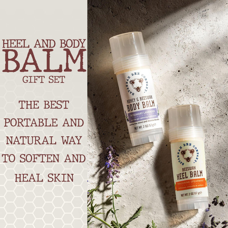[Australia] - Savannah Bee Heel & Body Balm Duo Gift Set - Beeswax Heel Balm and Honey and Beeswax Body Balm, for Healthy and Hydrated Skin 