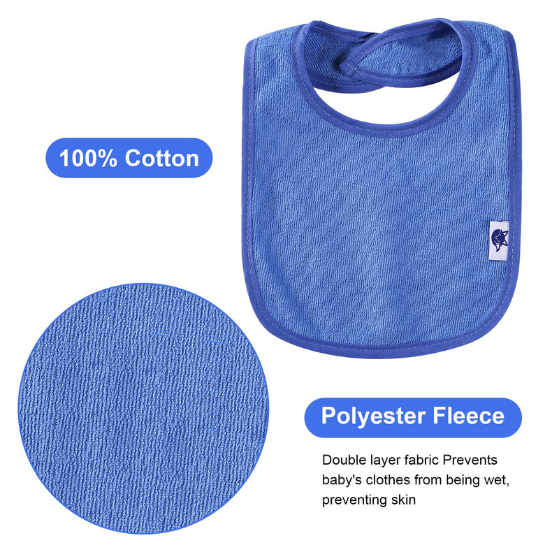 [Australia] - 12 Pack Terry Drool Cotton Bibs, Unisex Baby Bibs with Fiber Filling Waterproof for Feeding, Teething, Drooling Boy 