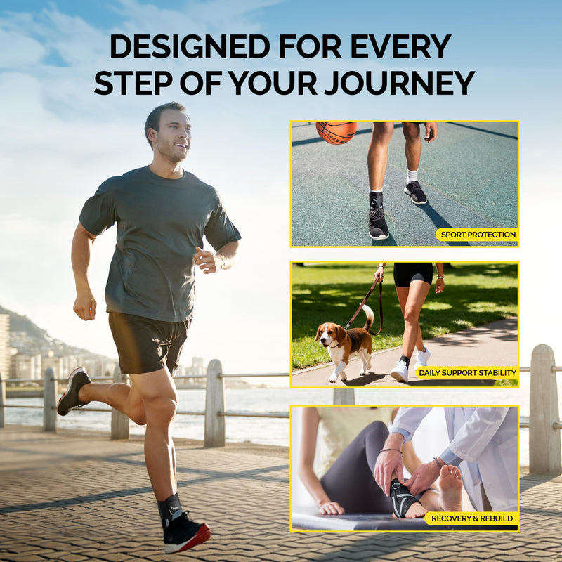 FEATOL Ankle Brace for Sprained Ankle, Adjustable & Comfortable Lace Up Support Stabilizer for Women Men with 2 Removable Side Splints, Protection for Sports, Running & Recovery Medium(11.8''-13'')