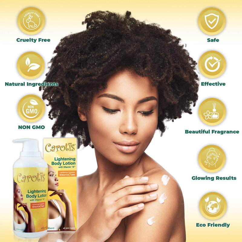 CAROTÏS, Skin Brightening Lotion - 13.5 Fl oz / 400ml |For Body, Knees, Elbows, Hands, with Carrot Oil and Vitamin A