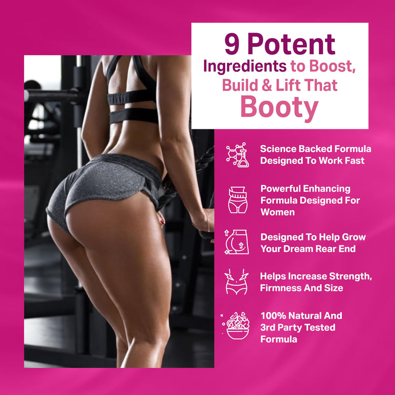 [Australia] - Booty Gainer Pro Series - Weight Gainer for Women to Grow Thicker Booty & Larger Buttox | Helps Naturally Curve & Shape Body | Grow Rounder, Wider & Thicker Glutes for BBL Growth - 60 Capsules 