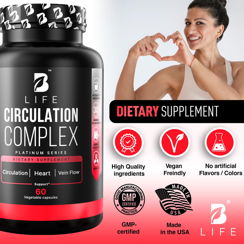 [Australia] - Circulation Support Supplement for Vein & Artery Health | Vascular Support with L-Arginine, Horse Chestnut & Butcher‚Äôs Broom | Promotes Healthy Leg Circulation & Vein Function | 60 Capsules 60 Count (Pack of 1) 
