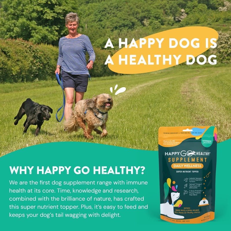 Daily Wellness Supplements for Dogs | Probiotic & Prebiotic Benefits with Fish Oil & Seaweed to Keep Your Dog Beaming All Day Long | All Breeds and Sizes | 60 Count - PawsPlanet Australia
