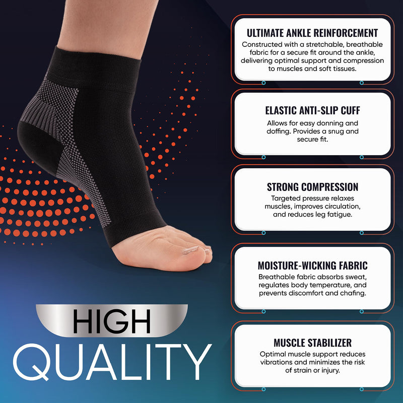 [Australia] - Compression Socks for Plantar Fasciitis, Achilles Tendonitis Relief - (1 Pair) Ankle Compression Sleeve for Heel Spurs, Foot Swelling & Fatigue - Arch Support Brace for Everyday Use Black Medium 
