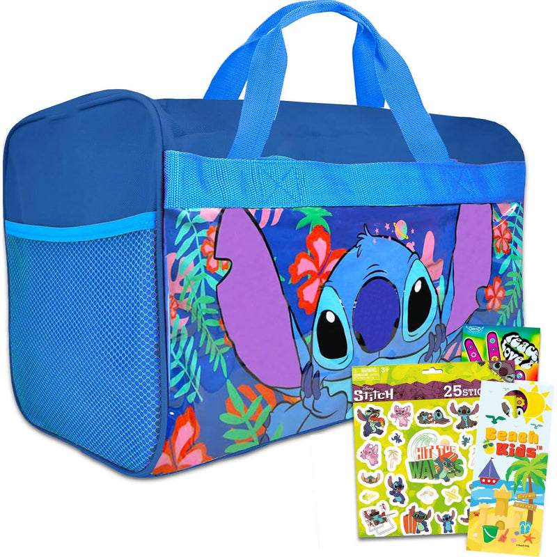 Lilo and Stitch Duffle Bag Set for Kids - 4 Pc Bundle with Stitch Luggage Carry On Suitcase Bag, Lilo and Stitch Stickers, Tattoos, and More | Stitch Travel Activity Set