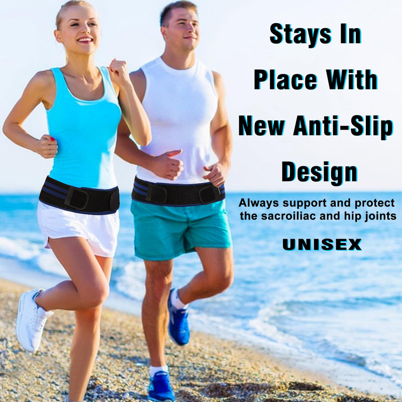 Sacroiliac SI Joint Belt - Lower Back Brace for Men and Women,Hip Braces for Pain Relief,Pelvic Support Belt for Sciatica Pelvis Lumbar(Large,Hip circumference45-54") Large Black